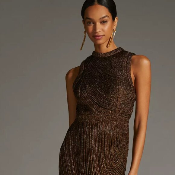 Anthropologie - PLUS SIZE Gold and brown dress - Picture 1 of 7